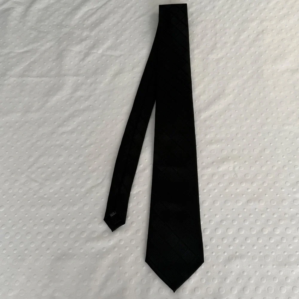 Hi-Tie Men's 100% Silk Classic Jacquard Black Necktie